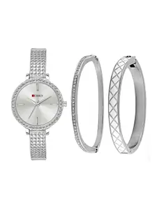 Curren Women Dial & Stainless Steel Bracelet Style Straps Analogue Watch 1863-SWh+JW-04&05