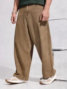 WROGN Men Baggy Mid-Rise Light Fade Pure Cotton Jeans