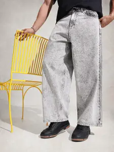 WROGN Men Baggy Mid-Rise Heavy Fade Pure Cotton Jeans