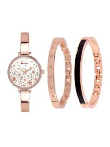 Curren Women Round Embellished Dial Bracelet Style Analogue Watch 1842 RGWh JW 12&14