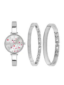 Curren Women Brass Printed Dial Reset Time Analogue Watch 1842-SHRD-W+11&14