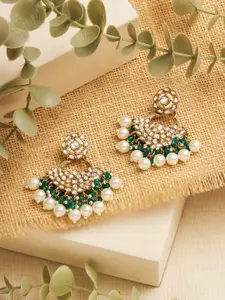 Zaveri Pearls Gold Plated Artificial Stones and Beads Contemporary Drop Earrings
