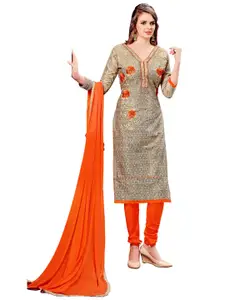 Maroosh Floral Embroidered Cotton Unstitched Dress Material