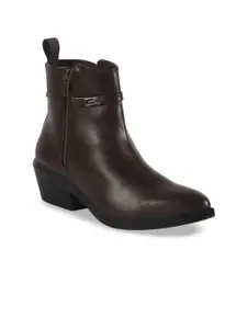 FAUSTO Women Mid Ankle Flared Heel Winter Boots