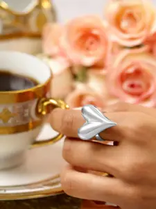 Rubans Voguish Silver Plated Stainless Steel Tarnish-Free Demi-Fine Heart Design Ring