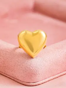 Rubans Voguish 18K Gold Plated Stainless Steel Tarnish-Free Demi-Fine Heart Design Ring