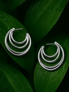 Rubans Voguish Silver Plated StainlessSteel Tarnish-Free Demi-Fine Statement Hoop Earring