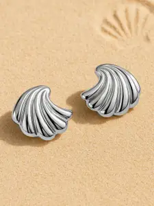 Rubans Voguish Silver Plated Stainless Steel Tarnish-Free Demi-Fine Shell Design Studs