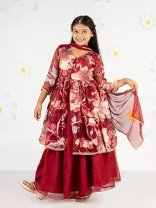 VASTRAMAY Girls Printed Ready to Wear Lehenga & Blouse With Dupatta