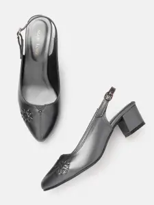 Marc Loire Solid Block Pumps with Floral Detail