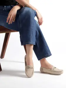 Marc Loire Women Textured Suede Horsebit Loafers