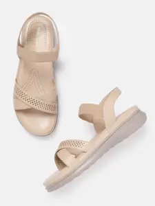 Marc Loire Women Open Toe Flats with Perforated Detail