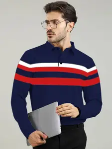 AUSK Men Striped Polo Collar T-shirt