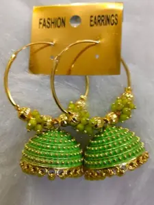 JMBW INTERNATIONAL Gold-Plated Contemporary Jhumkas Earrings