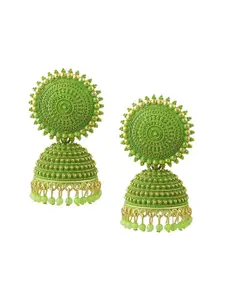 JMBW INTERNATIONAL Gold-Plated Dome Shaped Stone Studded Antique Jhumkas