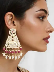 I Jewels Gold-Plated Pearls Beaded Contemporary Chandbali Earrings