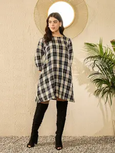 InWeave Women Checked A-Line Midi Dress