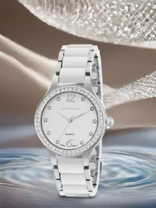 GIORDANO Women Embellished Dial & Stainless Steel Straps Analogue Watch GZ-60065-11