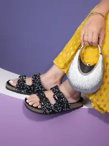 BRISKERS Women Embellished Open Toe Flats with Buckles