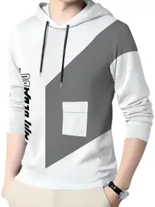 AUSK Men Typography Printed Hood Cotton T-shirt