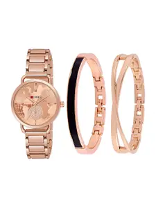 Curren Women Embellished Analogue Watch 3853-RSRM+JW-12&13