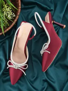 pelle albero Velvet Slingback Party Kitten Sandals