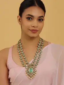Kushal's Fashion Jewellery Embellished Bridal  Kundan Studded Copper Necklace