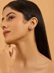 Kushal's Fashion Jewellery Embellished Bridal Rose Gold-Plated Floral Studs