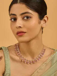 Kushal's Fashion Jewellery Gold-Plated Zircon Studded Necklace