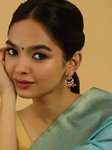 Kushal's Fashion Jewellery Embellished Bridal 92.5 Silver Zircon Drop Earrings