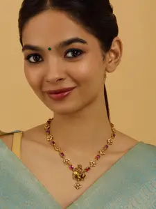 Kushal's Fashion Jewellery 92.5 Pure Silver Gold-Plated CZ Studded Necklace