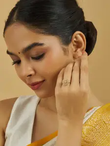 Kushal's Fashion Jewellery Embellished Bridal 92.5 Silver CZ Stone Finger Ring