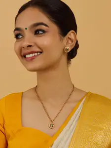 Kushal's Fashion Jewellery Embellished Bridal 92.5 Silver AD- Pendant and Earrings