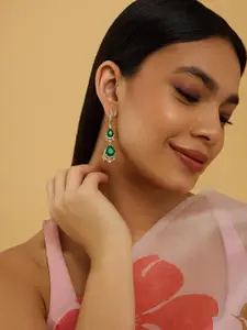 Kushal's Fashion Jewellery Embellished Bridal Kundan Studded Contemporary Drop Earrings