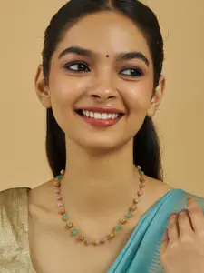 Kushal's Fashion Jewellery Gold-Plated Beaded Antique Necklace