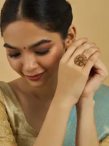 Kushal's Fashion Jewellery Gold-Plated Ethnic Antique Finger Ring