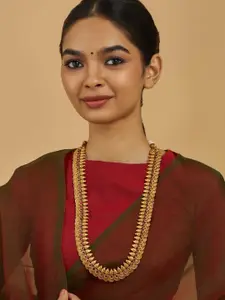 Kushal's Fashion Jewellery Gold-Plated Stone Studded Antique Necklace