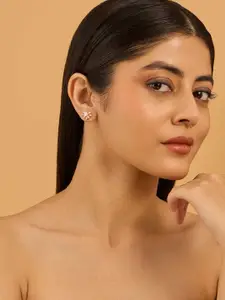 Kushal's Fashion Jewellery Rose Gold-Plated Zircon-Embellished Bridal Studs