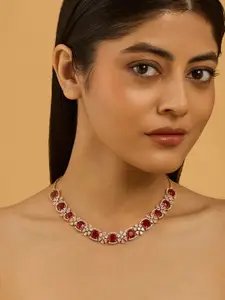 Kushal's Fashion Jewellery Rhodium-Plated Zircon Studded Necklace