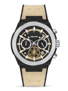 Ducati Men Skeleton Dial & Leather Textured Straps Chronograph Watch DTWGO0000904