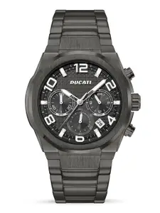 Ducati Men Patterned Dial & Stainless Steel Textured Straps Chronograph Watch DTWGI0001105
