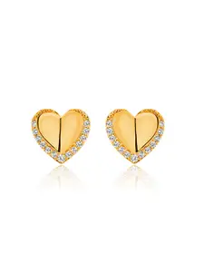 Nistra Heart Shaped Sterling Silver Studs Earrings