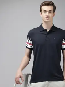 Arrow Striped Polo Collar Pure Cotton T-shirt