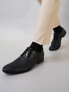 Regal Men Textured Leather Lace - Ups Formal Derbys