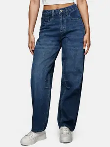 glitchez Women Faded Baggy Barrel Fit Jeans