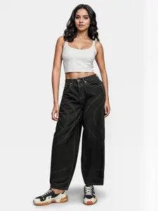 glitchez Women Baggy Thread-Work Jeans