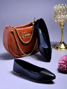 Shoetopia Women Textured Ballerinas Flats