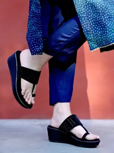 Shoetopia Women Embellished Wedge Sandals