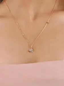 Nistra Rose Gold-Plated Sterling Silver Cubic Zirconia Necklace