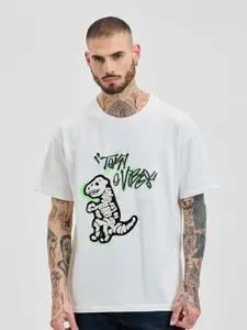 Snitch Men Typography Printed Round Neck Cotton Oversized T-shirt